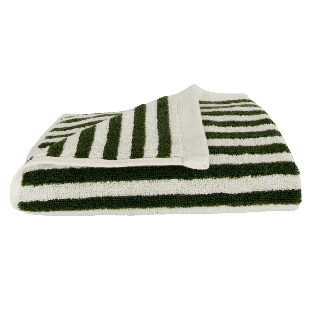 Pinstripe håndklæde, Alpine Moss/Cream - 45x65 cm